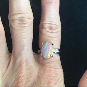 Colorful and Bright Stiped Stone Fashion Ring